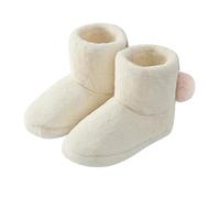 AYWTIUN Schneeboots Damen Warme Plüsch-Baumwollstiefel for Damen, lässiger Winterstiefel aus flauschigem Fell, weicher, rutschfeste Schneestiefel, süße Baumwollschuhe(White,41)