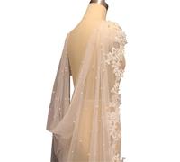 AYWTIUN Tücher und Wraps für Abendkleider Perlen-Hochzeits-Spitze, lang, 2,5 Meter, Brautumhang mit Spitzenrand, weiße Brautjacke, Hochzeitsaccessoires für Abendkleid oder Brautkleid(200cm)