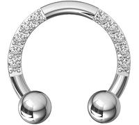AZARIO LONDON Multi Cz Edelsteine 16 Gauge G23 Grade Titan HueShoe CBB Knorpel Ring Rook Helix Septum Piercing Schmuck, 7mm Diameter, Zirkonia, Zirkonia