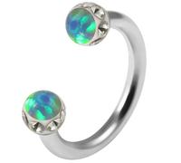 AZARIO LONDON Opal Stein mit Epoxy Kristall Stein Kugel Top 16 Gauge - 8mm Durchmesser Edelstahl Circular Barbell Septum Tragus Piercing Schmuck, 6mm Diameter, Opalstein, Opal