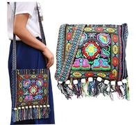 AZIDWERYQ Boho-Umhängetasche, ethnisch bestickte Umhängetasche für Frauen mit Quaste, 27, 9 x 25, 4 cm große, trendige, einfach passende süße Taschen, für Frauen
