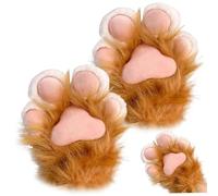 AZIDWERYQ Katzenpfoten-Handschuhe, 1 Paar, Plüsch-Pelzpfoten-Fäustlinge, Therian-Handschuhe für Cosplay und Anime Convention Dress-Up-Zubehör, orange Pfote