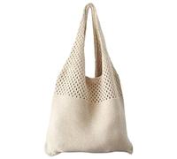 Azlanway Damen Strandtasche Boho, Gehäkelte Sommer Netztasche aus Polyester, große Häkeltasche mit Griffen, faltbar & waschbar, Umhängetasche für Strand, Urlaub, Alltag, Shopping, stilvolle Mesh Bag