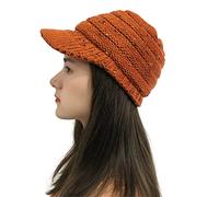 Azruma Damen gestrickte Schirmmütze warme Beanie Mütze mit Schirm Kappe Winter Wolle Dicke Baskenmütze Outdoor Skimütze elegant Wintermütze Teenager Mädchen Freizeithut