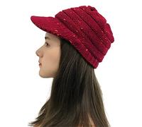 Azruma Damen gestrickte Schirmmütze warme Beanie Mütze mit Schirm Kappe Winter Wolle Dicke Baskenmütze Outdoor Skimütze elegant Wintermütze Teenager Mädchen Freizeithut