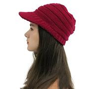 Azruma Damen gestrickte Schirmmütze warme Beanie Mütze mit Schirm Kappe Winter Wolle Dicke Baskenmütze Outdoor Skimütze elegant Wintermütze Teenager Mädchen Freizeithut