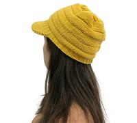 Azruma Damen gestrickte Schirmmütze warme Beanie Mütze mit Schirm Kappe Winter Wolle Dicke Baskenmütze Outdoor Skimütze elegant Wintermütze Teenager Mädchen Freizeithut