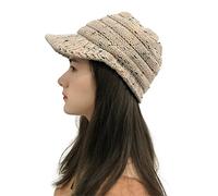 Azruma Damen gestrickte Schirmmütze warme Beanie Mütze mit Schirm Kappe Winter Wolle Dicke Baskenmütze Outdoor Skimütze elegant Wintermütze Teenager Mädchen Freizeithut