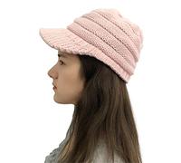 Azruma Damen gestrickte Schirmmütze warme Beanie Mütze mit Schirm Kappe Winter Wolle Dicke Baskenmütze Outdoor Skimütze elegant Wintermütze Teenager Mädchen Freizeithut