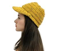 Azruma Damen gestrickte Schirmmütze warme Beanie Mütze mit Schirm Kappe Winter Wolle Dicke Baskenmütze Outdoor Skimütze elegant Wintermütze Teenager Mädchen Freizeithut