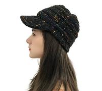 Azruma Damen gestrickte Schirmmütze warme Beanie Mütze mit Schirm Kappe Winter Wolle Dicke Baskenmütze Outdoor Skimütze elegant Wintermütze Teenager Mädchen Freizeithut