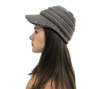 Azruma Damen gestrickte Schirmmütze warme Beanie Mütze mit Schirm Kappe Winter Wolle Dicke Baskenmütze Outdoor Skimütze elegant Wintermütze Teenager Mädchen Freizeithut