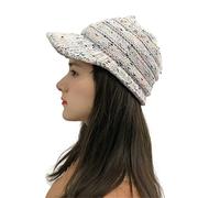 Azruma Damen gestrickte Schirmmütze warme Beanie Mütze mit Schirm Kappe Winter Wolle Dicke Baskenmütze Outdoor Skimütze elegant Wintermütze Teenager Mädchen Freizeithut