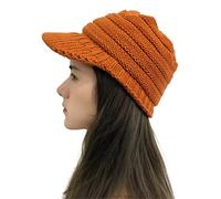 Azruma Damen gestrickte Schirmmütze warme Beanie Mütze mit Schirm Kappe Winter Wolle Dicke Baskenmütze Outdoor Skimütze elegant Wintermütze Teenager Mädchen Freizeithut