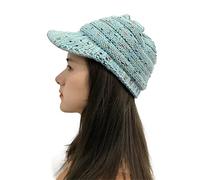 Azruma Damen gestrickte Schirmmütze warme Beanie Mütze mit Schirm Kappe Winter Wolle Dicke Baskenmütze Outdoor Skimütze elegant Wintermütze Teenager Mädchen Freizeithut