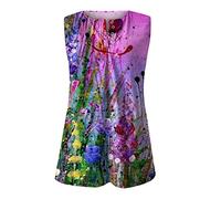 Azruma Damen Oberteile Elegant Sport Oberteile Damen Langarm Sport Shirt Damen Fitness Sommer Mode Drucken V-Ausschnitt ÄRmelloses Tank Top Mit Knopfleiste LäSsige Button Down Oberteile Funny Tshirt