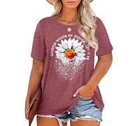 Azruma Elegante Oberteile Damen Blusen & Tuniken FüR Damen Tops FüR Damen Damen GäNseblüMchen Grafik Druck T-Shirt Kurzarm Rundhalsausschnitt Tee Shirts Oberteile Sommer ÜBergrößE Tops Combat Shirt