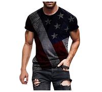 Azruma Funktionsshirt Herren Freizeithemden FüR Herren Poloshirt Langarm Herren Vintage 3D Grafik Drucken Rundhalsausschnitt Kurzarm Shirt BeiläUfig Sport Fitness T-Shirt T-Shirt Jungen (Rot, 3XL)