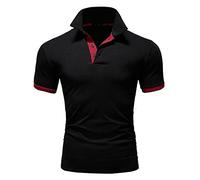 Azruma Gym Shirt Herren Hemdblusenkleid Crochet Top Casual Kurzarm Einfarbige Umlegekragen Button Down Poloshirt T-Shirt Weiß Herren (Rot, 3XL)
