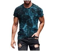 Azruma Hawaii Hemd MäNner T Shirts Herren Henley Shirt Herren Langarm Freizeit Rundhals Vintage Drucken ÜBergrößE Kurzarmshirt Sommer Tee Leicht Tops T Shirt Herren Langarm (Blue-1, M)