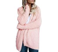 Azruma Hoody Damen mit Kapuze Damen Hoodie Trenchcoat Damen Frauen Herbst Winter Warm Oversized Einfarbig Plüsch Kapuzenjacke Oversize Pullover Damen (Rosa, L)
