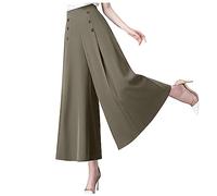 Azruma Jumpsuit Damen Kuschelig Jogginghosen Extra Lang Jeans Hose Elegant Einfarbig Palazzo Hose Weites Bein Zweireiher Hosen Lang Sommer Marlene Pants Damenhose(Kaffee,4XL)