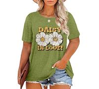 Azruma Langarmshirt Damen Bikini Top Damen Leinenbluse Damen Sommer Damen GäNseblüMchen Grafik Druck T-Shirt Kurzarm Rundhalsausschnitt Tee Shirts Oberteile Sommer ÜBergrößE Tops Bandeau Top Damen