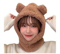 Azruma Mode Wintermütze Warme Plüschmütze für Teenager Mädchen Nette Karikatur Beanie Mütze Winter Lammfell Kapuze Fluffy Lässige Kunstpelz Flauschige Mütze mode Bärenmütze