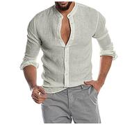 Azruma Oversized Tshirt Herren Gym Tops Crop Top Weiß Herren Baumwolle Leinenhemd Herbst Winter Herren Hemd Langarm Regular Fit Freizeithemd Shirts Gym Tank Top Herren (Grau, 3XL)