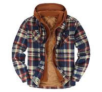 Azruma Steppweste Herren Reflektierende Jacke Glitzer Top Männer Warm Kariertes Innenfutter Reißverschluss Hemd Mit Kapuze Sport Regenjacke Herren Winter Outdoorjacke Herren (Marine, XL)