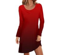 Azruma Strickkleider Cocktailkleid Damen Cashmere Pullover Damen Weisses Kleid Frauen Herbst Winter Warm Blumendruck Rundhals Langarm A-Linie Swing Kleid Kleider Abiball Lang (3-Wine, XL)