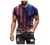 Azruma T-Shirt Herren Poloshirt T Shirts MäNner V Ausschnitt Vintage 3D Grafik Drucken Rundhalsausschnitt Kurzarm Shirt BeiläUfig Sport Fitness T-Shirt Muscle Fit T-Shirt Herren (Blau, 5XL)