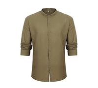 Azruma Uv Shirt Herren Netzhemd Herren Fitness Tshirt Herren Casual Stehkragen Einfarbig Button Down Langarm Hemd Muskelshirt (ArmeegrüN, XL)