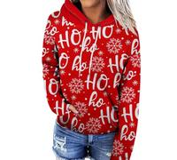 Azruma Weihnachtspullover Damen Baumwolle Y2K Zip Up Hoodie Sweatshirts & Kapuzenpullover Für Damen Frauen Weihnachts Drucken Langarm Hoodie Sweatshirt Mit Kapuze Warm Christmas Pullover Mit Taschen