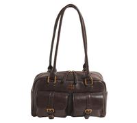 AZURAOKEY Leder Top Griff Taschen für Frauen Top Griff Geldbörse Retro Handtasche Multi Pocket Satchel Bag Schultertasche Unterarmtasche, Kaffee, 280.00x150.00x90.00mm/11.02x5.91x3.54 inch