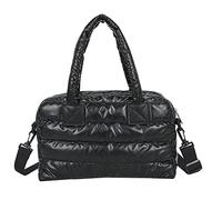 AZURAOKEY Puffer Tote Bag for Damen, gesteppte Baumwolle gepolsterte Designer-Handtasche, Winter Daunen gepolsterte Umhängetasche, Schwarz, 33CM*21CM*12CM