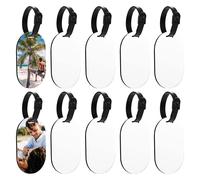 (B)10/12Pcs MDF Luggage Tags Double Sided Securely Spot Your Suitcase Eco-friendly Luggage Tags Trip Supply