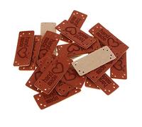 B Baosity 20 Stück Leder Label Hand Made Etiketten Tags Lederetiketten, Label Set zum Einnähen, Aufnäher Patches Lederoptik - 003