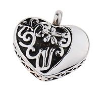 B Baosity Gravierte Herzförmige Andenken Urne Halskette Anhänger Memorial Schmuck, 2.1x2.1x0.8cm