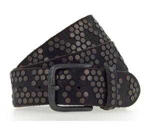 b.belt 40 mm Full Leather Belt With Mixed Rivets W95 Black