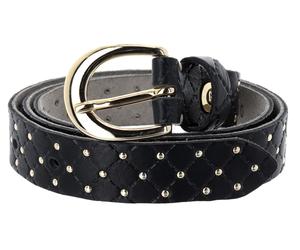 b.belt Lilou Gold Leder-Nietengürtel W90 Black