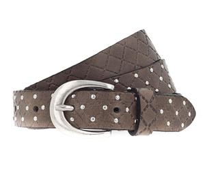 b.belt Lilou Silver Leder-Nietengürtel W100 Grey Taupe