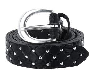 b.belt Lilou Silver Leder-Nietengürtel W80 Black
