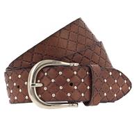 b.belt Lina Gold Leder-Nietengürtel W95 Cognac