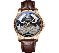 B BINGER Skelett Uhren für Herren Automatik Mechanische Ailang Armbanduhr mit Dual Balance Räder (Roségold Schwarz)