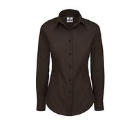 B&C: Popelin Bluse mit Elasthan-Anteil LA Black Tie LSL Women, Größe:3XL;Farbe:Coffee Bean