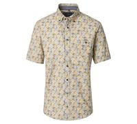 CASAMODA Herren Kurzarmhemd mit Allover-Print - 100% Baumwolle - Casual Fit - Sommerhemd mit Button-Down-Kragen - Blau Beige Grün - XL