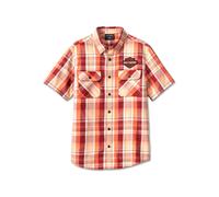 B&S Plaid Merlot Shirt kurzarm Hemd, M M rot orange