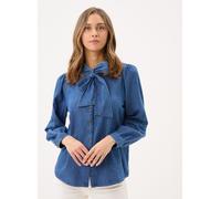 b.young Regular Fit Schluppenbluse im Denim-Look Modell 'KAIRON' in Jeansblau Melange, Größe 40