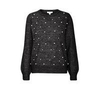 b.young BYBxokama Damen Strickpullover Feinstrick Pullover mit Perlen RIPP-Saum Regular fit, Größe:M, Farbe:Dark Grey Melange (200456)